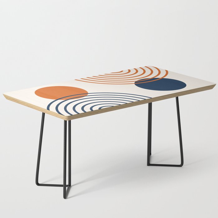 Mid Century Modern Geometric 199 in Navy Blue Orange Coffee Table Gallery Image 1