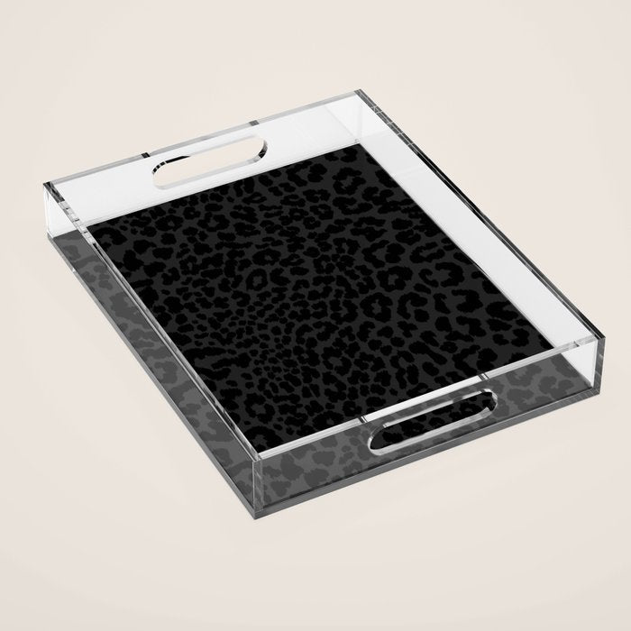 Goth Black Leopard Animal Print Acrylic Tray Gallery Image 1
