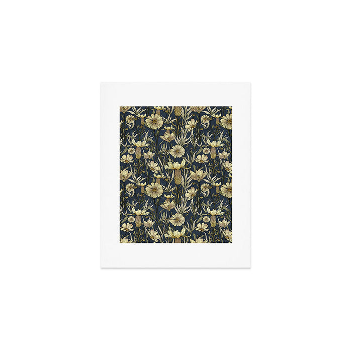 Midnight blue hand-drawn vintage garden  Art Print Gallery Image 1