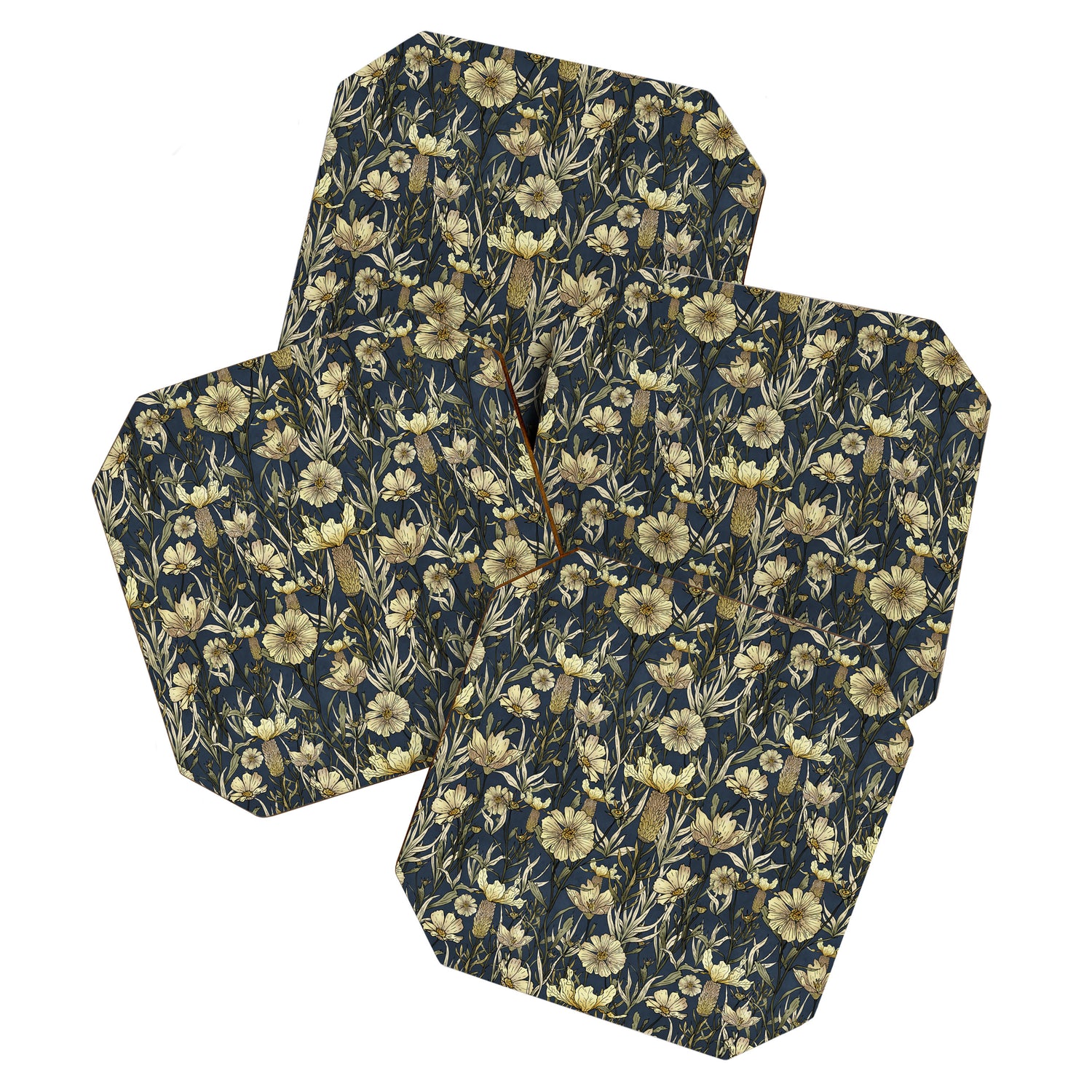Midnight blue hand-drawn vintage garden  Coaster Gallery Image 1