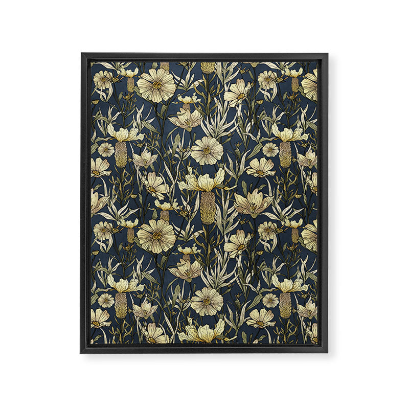 Midnight blue hand-drawn vintage garden  Framed Canvas Print Gallery Image 8