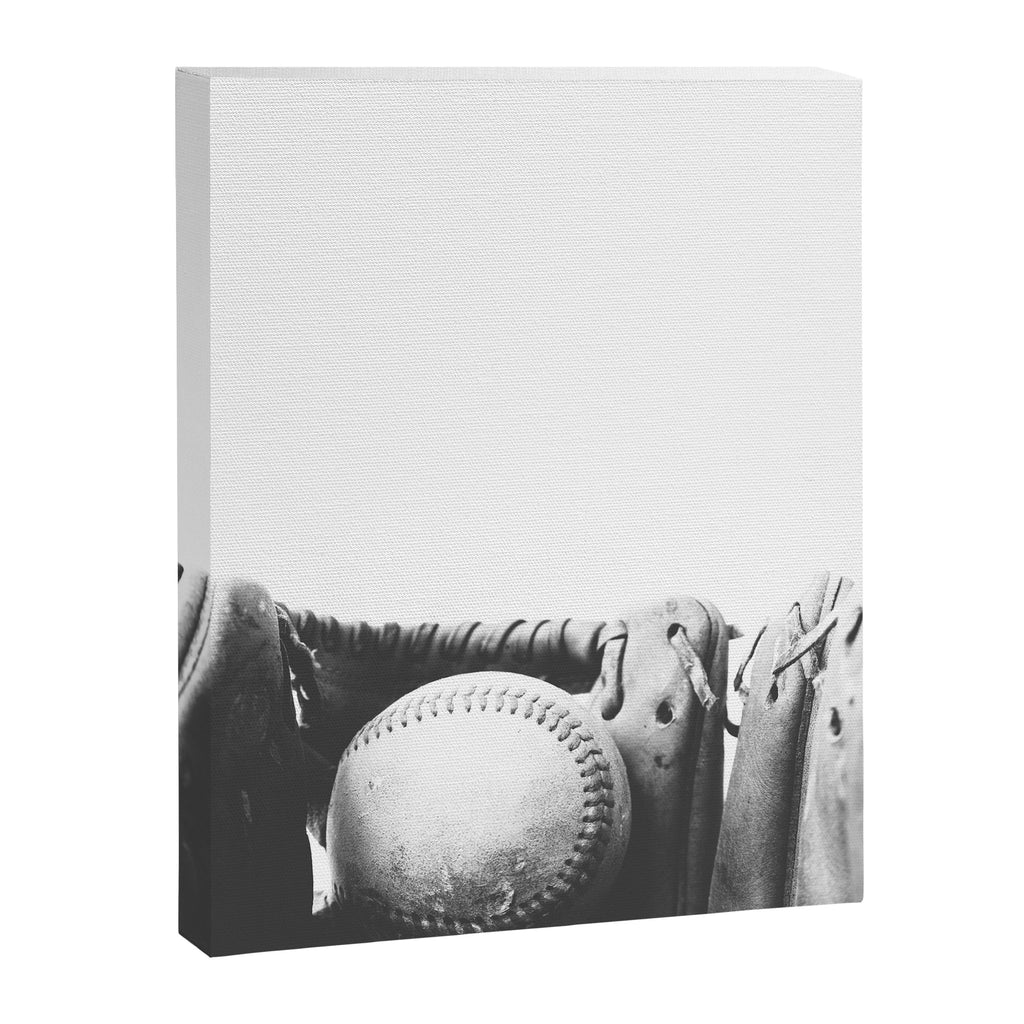 Old retro baseball monochrome ball and glove Canvas Print Gallery Image 6