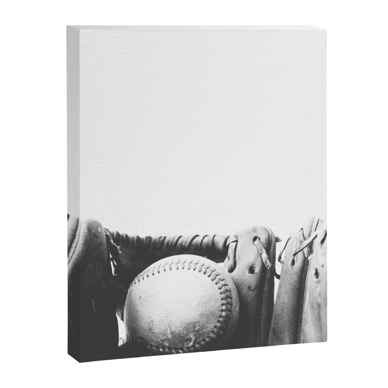 Old retro baseball monochrome ball and glove Canvas Print Gallery Image 6
