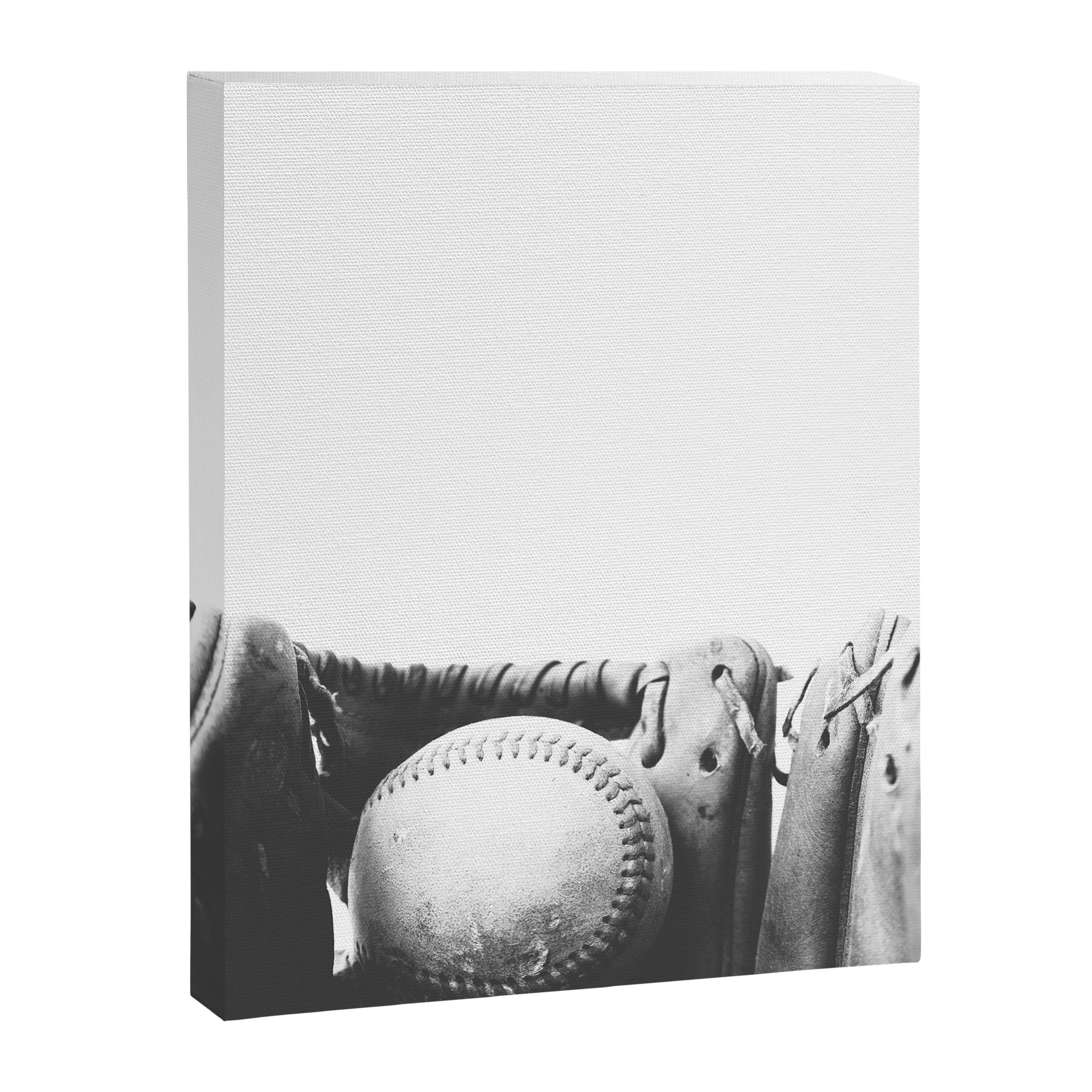 Old retro baseball monochrome ball and glove Canvas Print Gallery Image 6