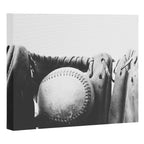Old retro baseball monochrome ball and glove Canvas Print Gallery Image 3