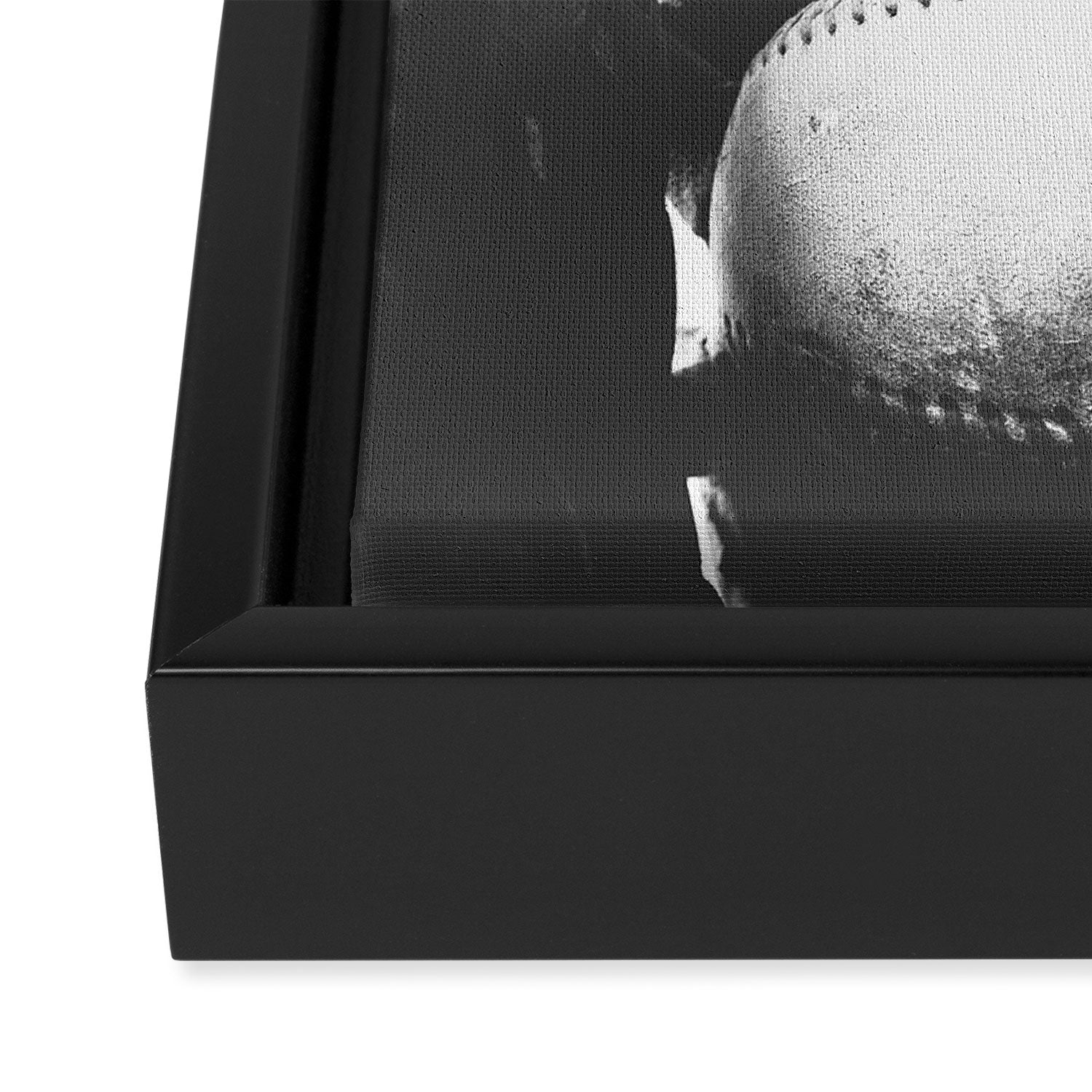 Old retro baseball monochrome ball and glove Framed Canvas Print Gallery Image 3