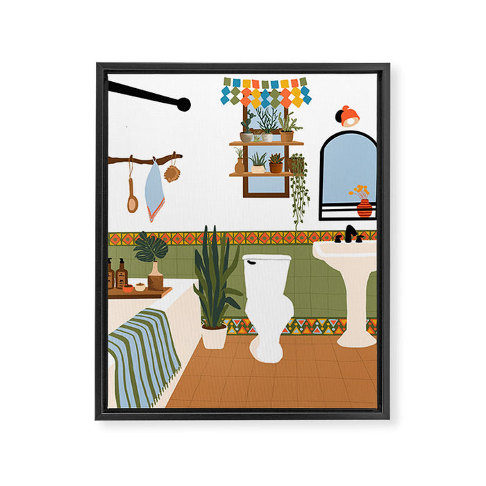 bohemian bathroom Framed Canvas Print Gallery Image 1