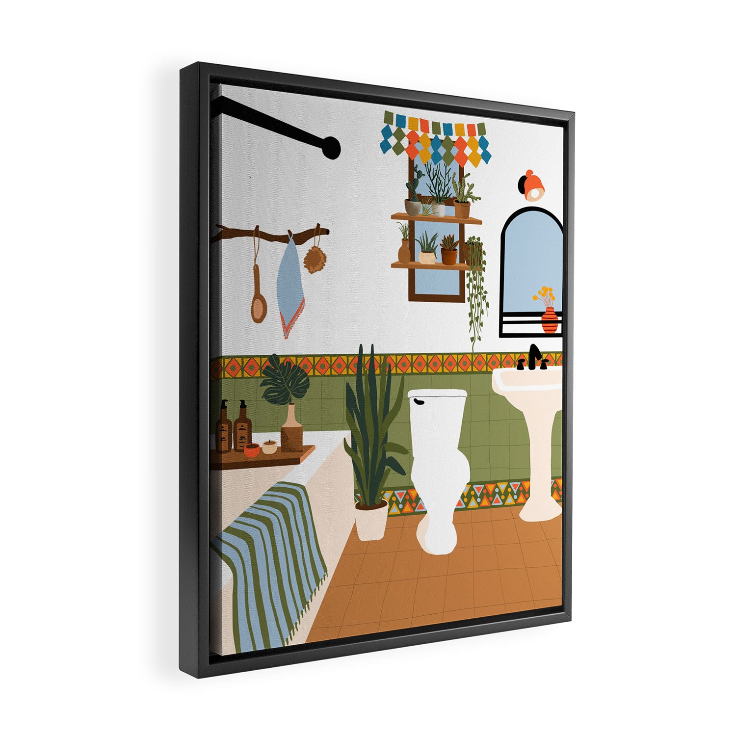 bohemian bathroom Framed Canvas Print Gallery Image 2