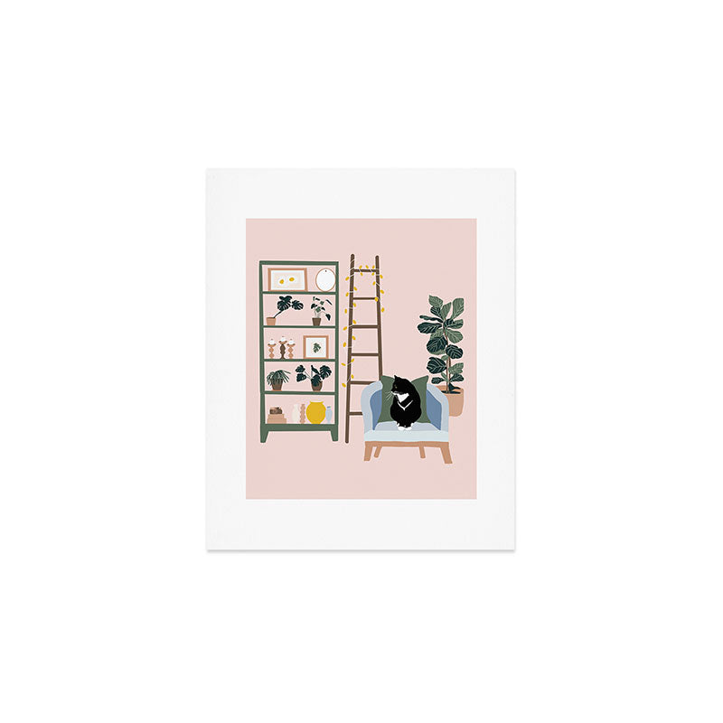cat chilling out in the living room Art Print Gallery Image 1