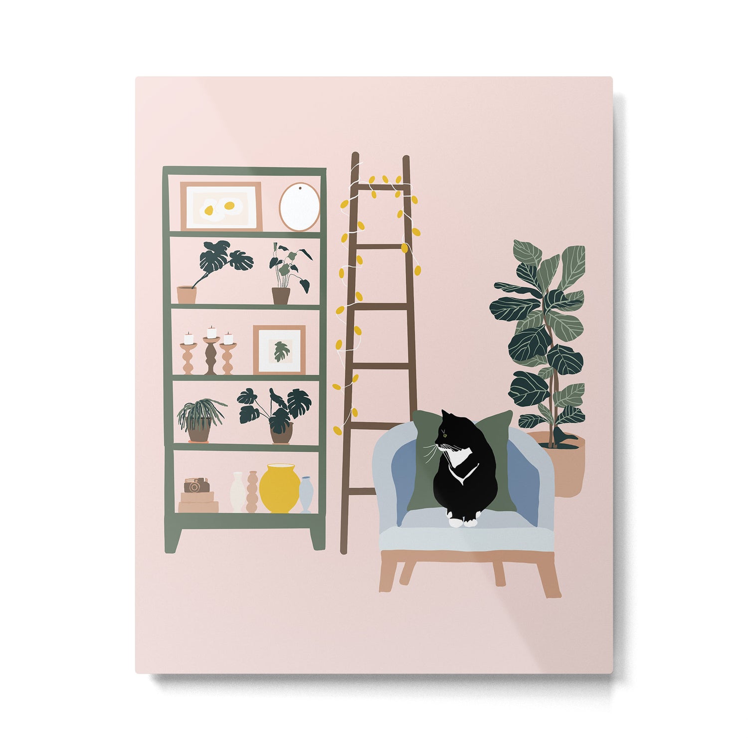 cat chilling out in the living room Metal Print Gallery Image 4