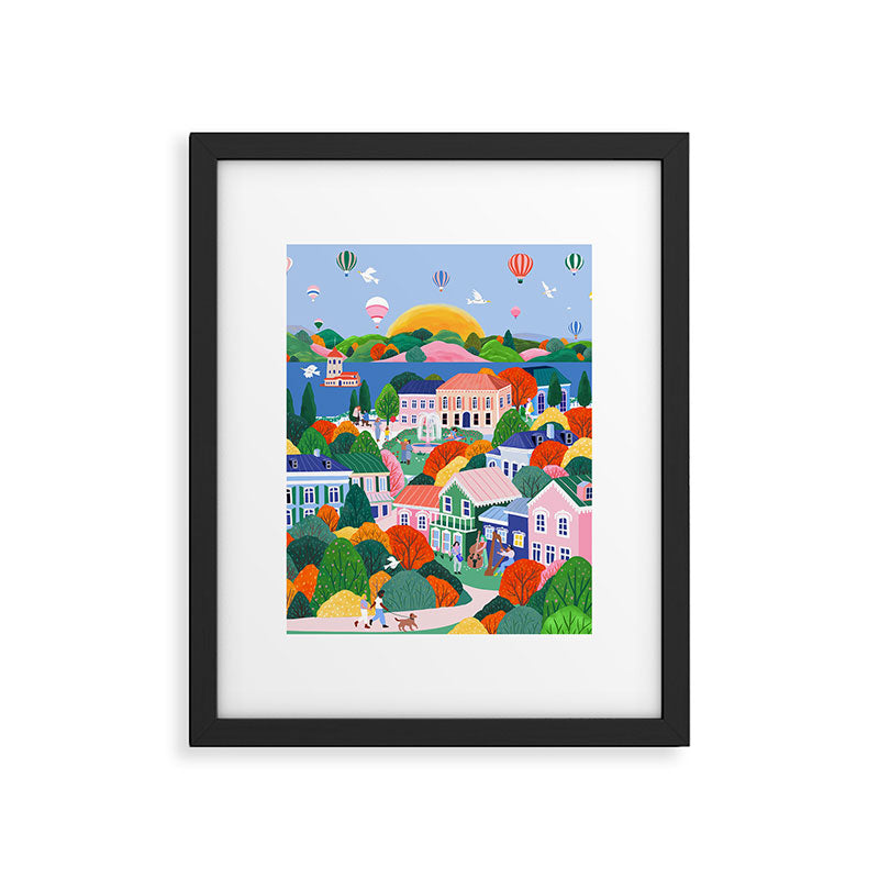 Colorful Hot Air Balloon Village Framed Art Print Gallery Image 5