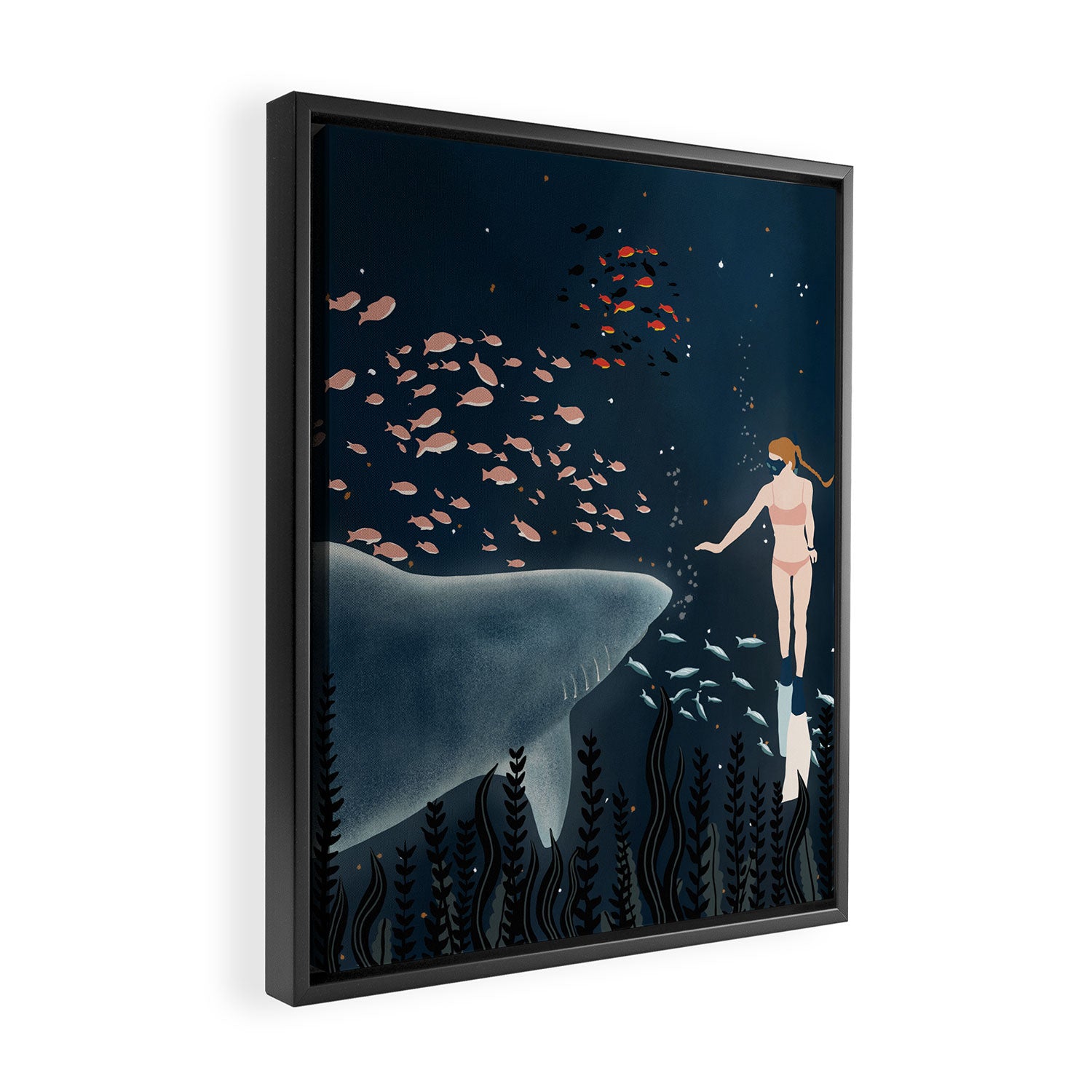 diving with sharks Framed Canvas Print Gallery Image 2