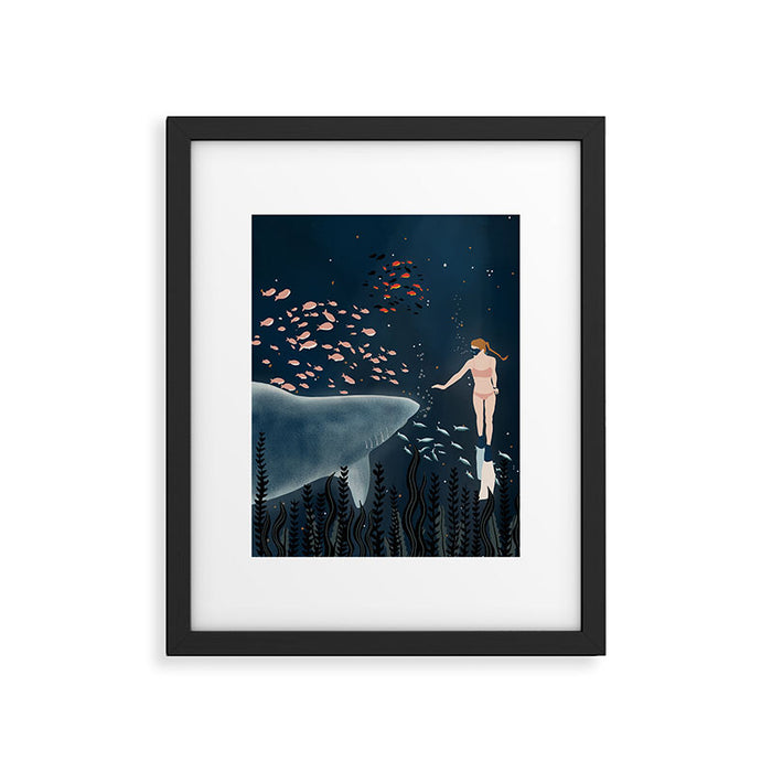 diving with sharks Framed Art Print Gallery Image 1
