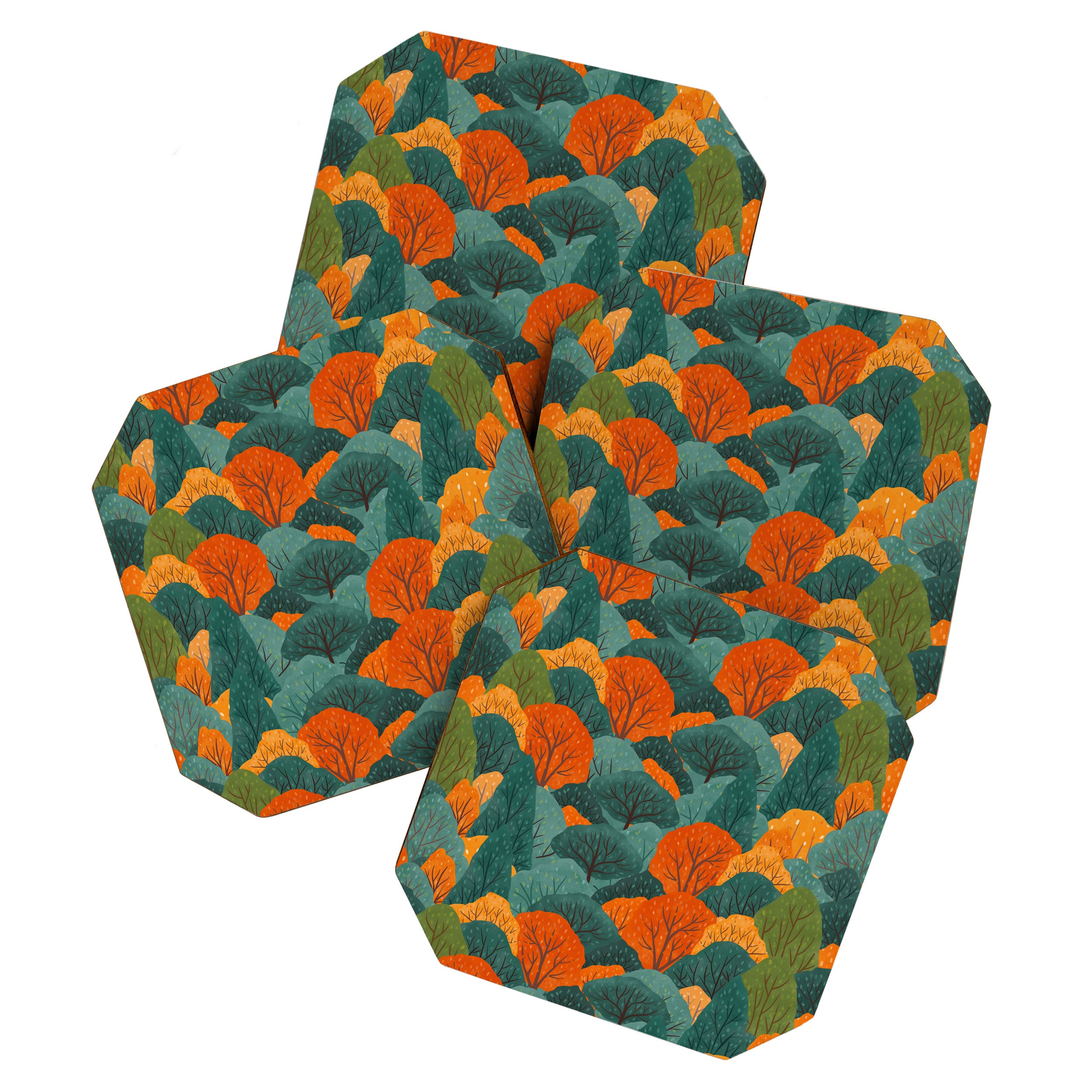 Fall Trees Pattern Coaster Gallery Image 1