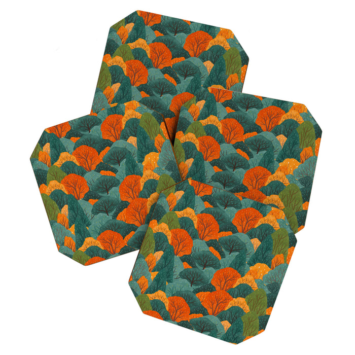 Fall Trees Pattern Coaster Gallery Image 1
