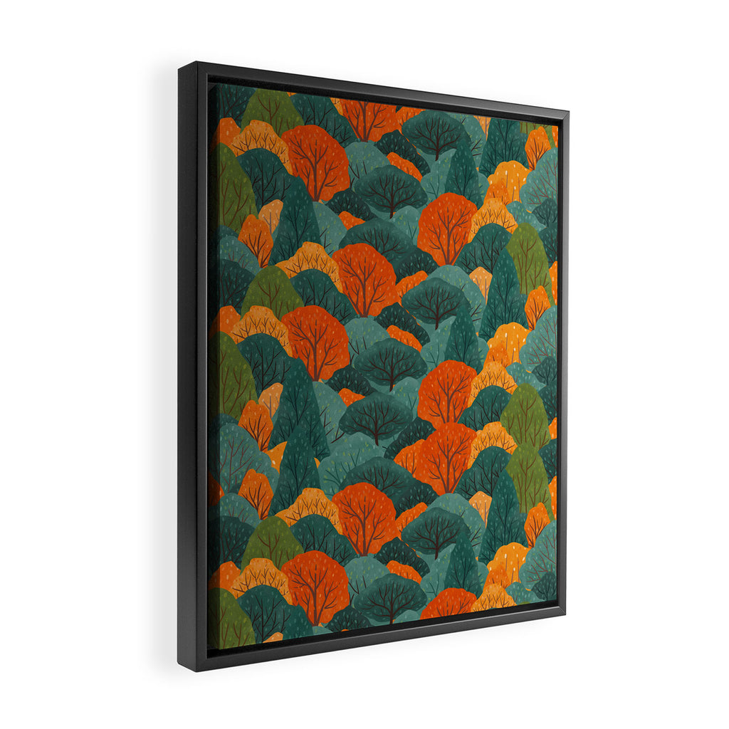Fall Trees Pattern Framed Canvas Print Gallery Image 2
