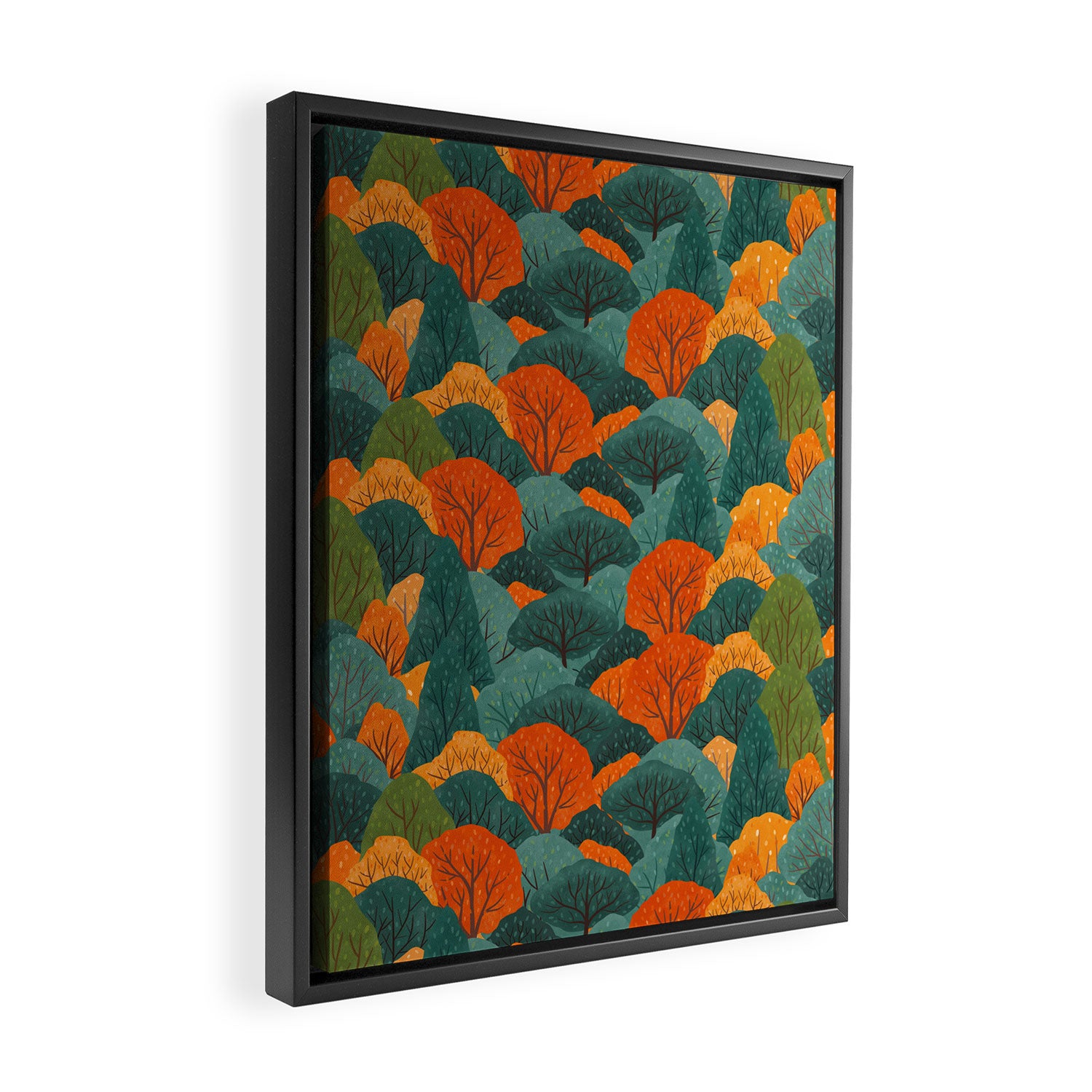 Fall Trees Pattern Framed Canvas Print Gallery Image 2