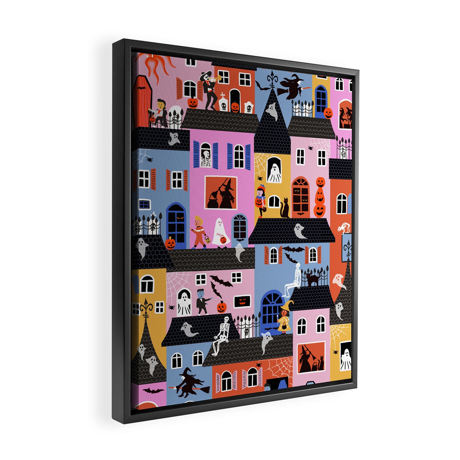 Halloween Houses Framed Canvas Print Gallery Image 2
