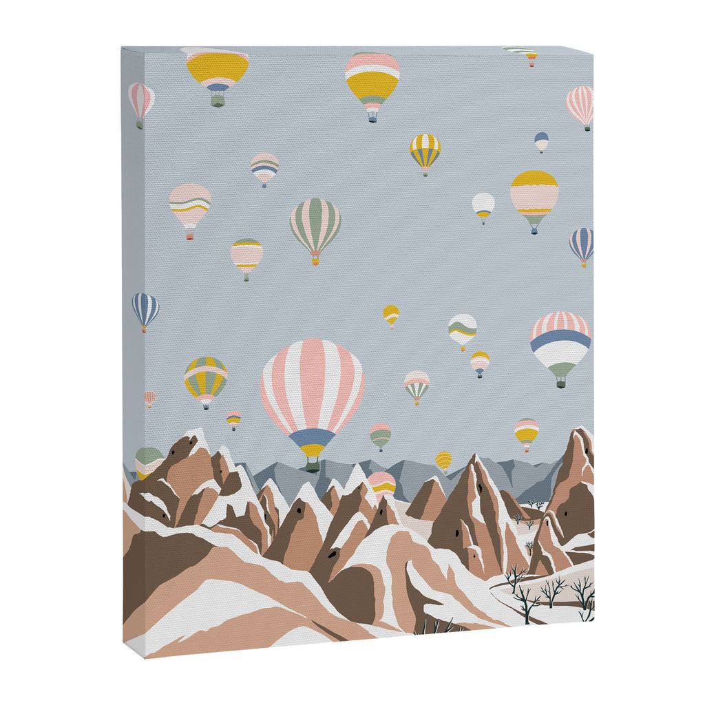 Hot air balloons over snowy mountains Canvas Print Gallery Image 6