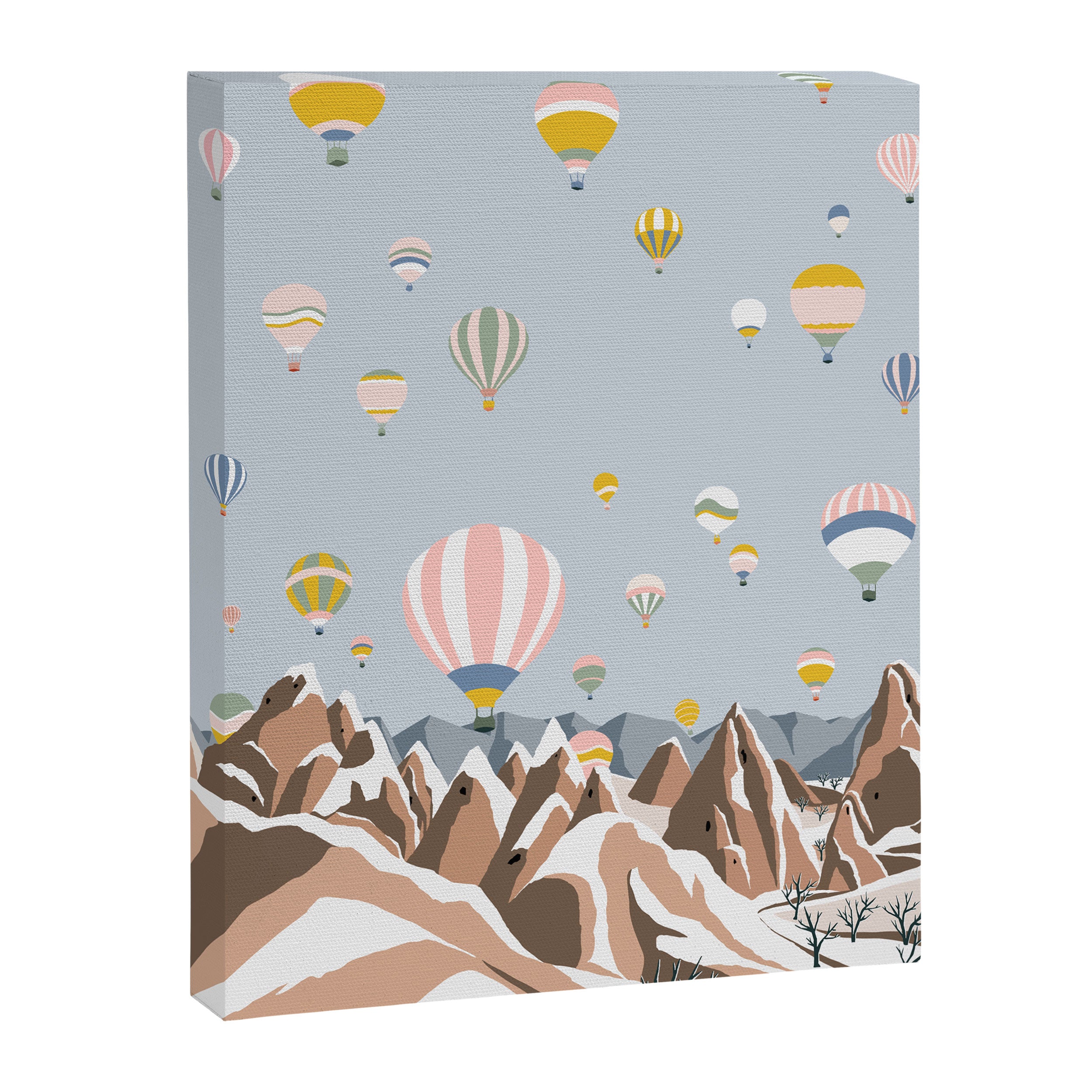 Hot air balloons over snowy mountains Canvas Print Gallery Image 6