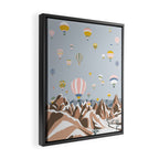 Hot air balloons over snowy mountains Framed Canvas Print Gallery Image 2