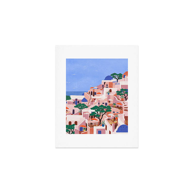 Pink Santorini Dreamscape Art Print Gallery Image 1