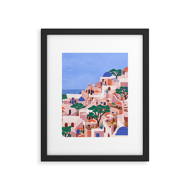Pink Santorini Dreamscape Framed Art Print Gallery Image 6