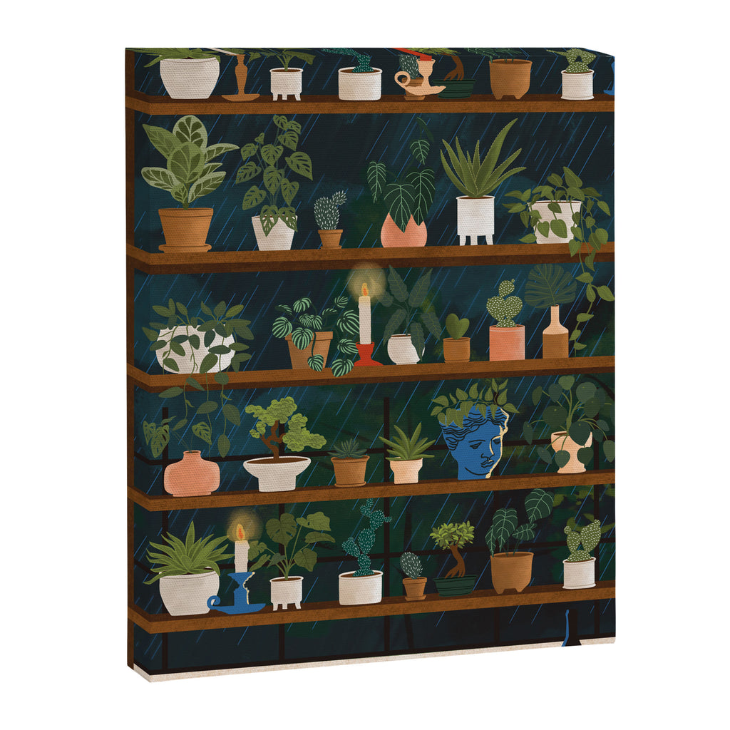 Plant Shelves Rainy Night Canvas Print Gallery Image 6
