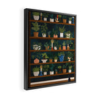 Plant Shelves Rainy Night Framed Canvas Print Gallery Image 2