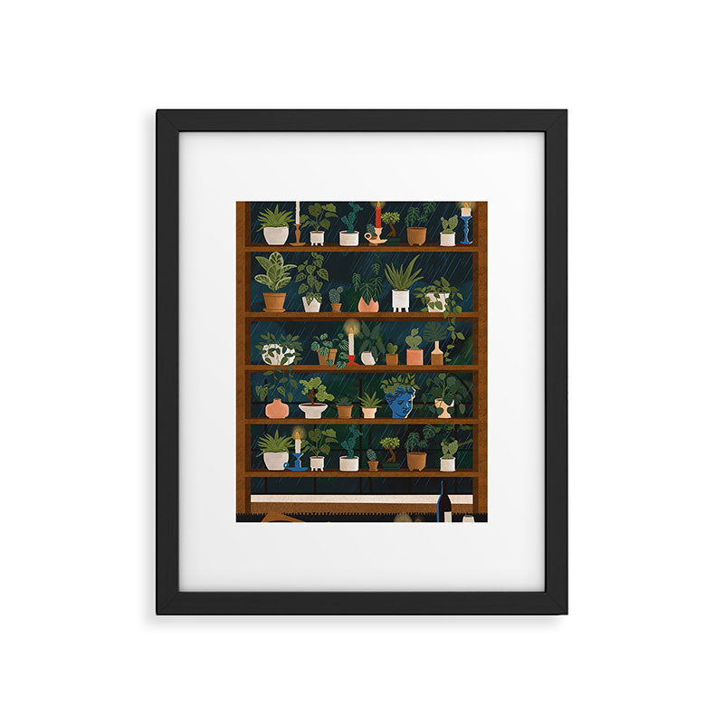 Plant Shelves Rainy Night Framed Art Print Gallery Image 5