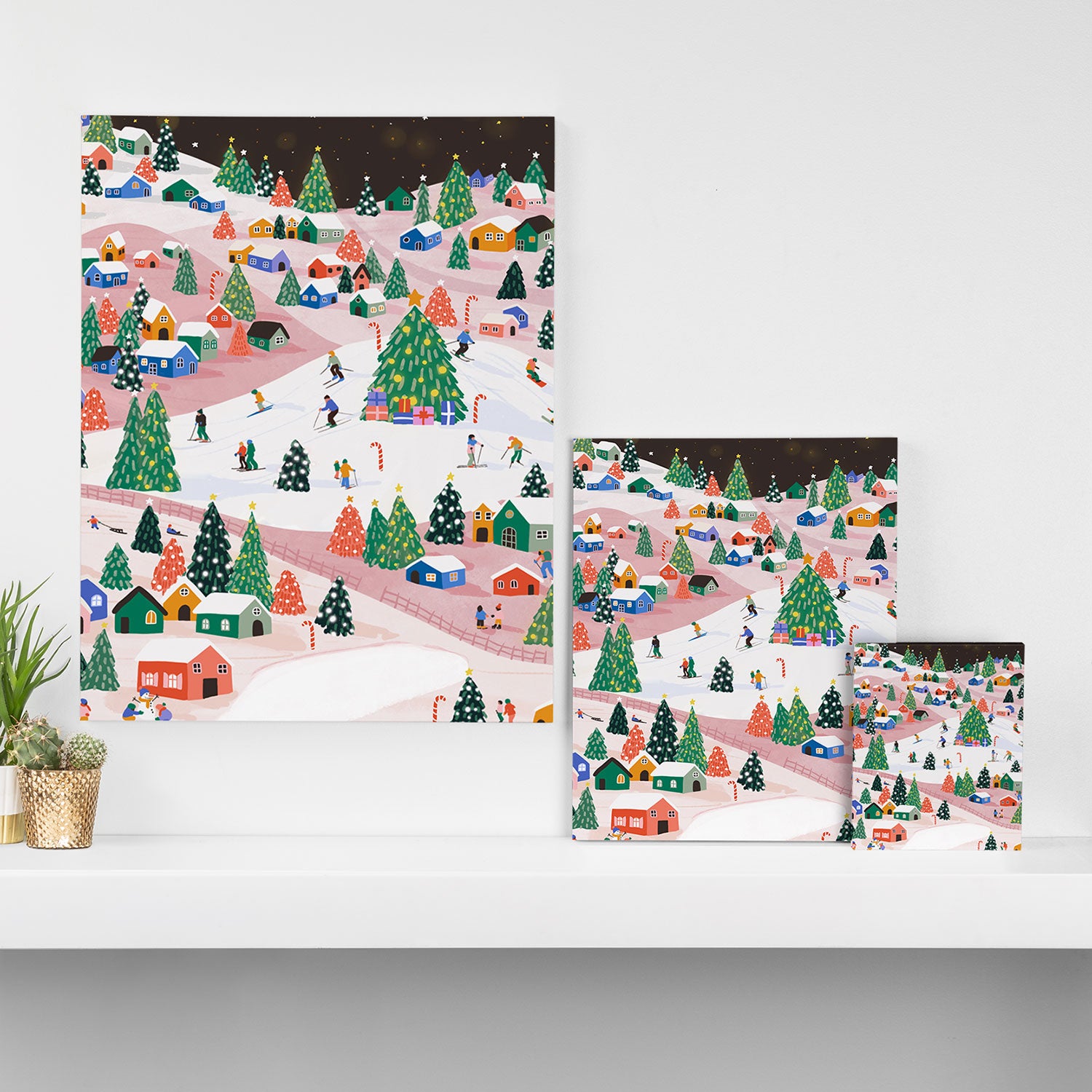 Snowy Mountain Town  A Winter Wonderland Canvas Print Gallery Image 3