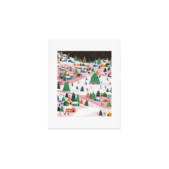 Snowy Mountain Town  A Winter Wonderland Art Print Gallery Image 1