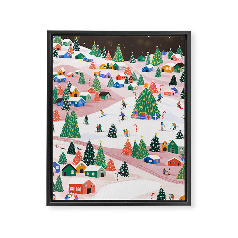 Snowy Mountain Town  A Winter Wonderland Framed Canvas Print Gallery Image 8
