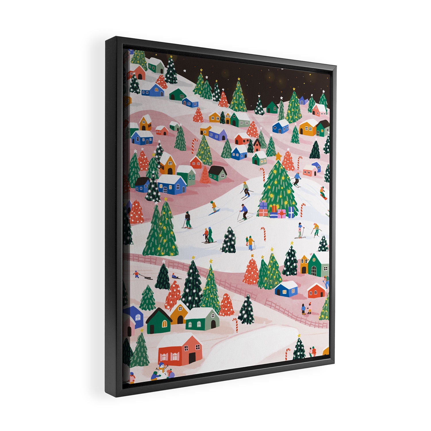 Snowy Mountain Town  A Winter Wonderland Framed Canvas Print Gallery Image 2