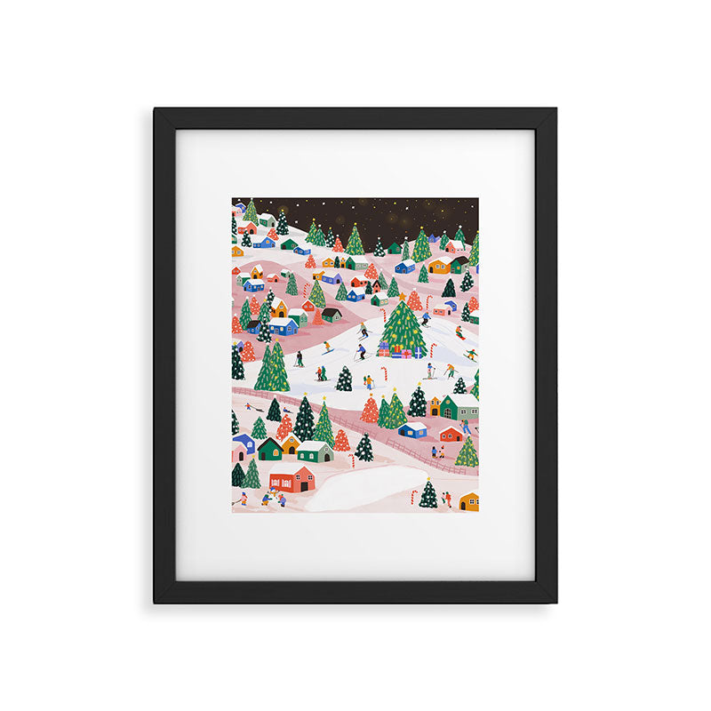 Snowy Mountain Town  A Winter Wonderland Framed Art Print Gallery Image 1