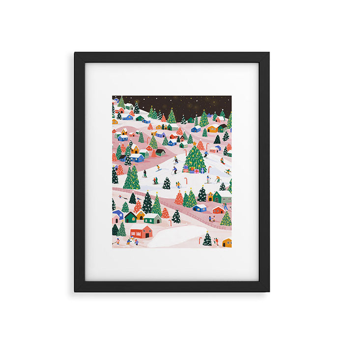 Snowy Mountain Town  A Winter Wonderland Framed Art Print Gallery Image 1