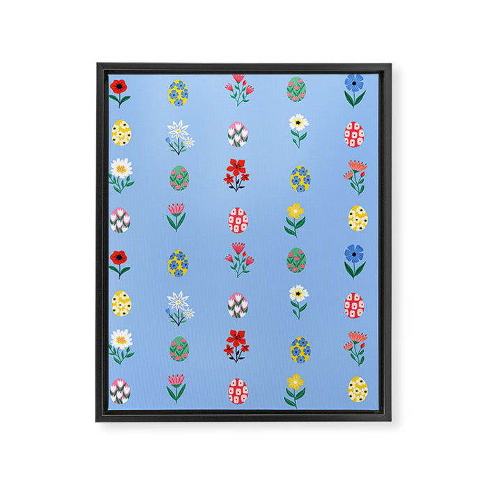 Spring Wild Flowers and Easter Eggs Framed Canvas Print Gallery Image 1