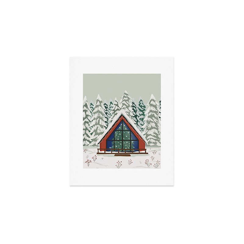 Winter Cabin Art Print Gallery Image 1