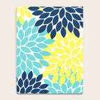 Navy Yellow Aqua Flower Pattern, Floral Pattern, Flower Petals, Flower Burst Notebook Gallery Image 4
