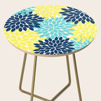 Navy Yellow Aqua Flower Pattern, Floral Pattern, Flower Petals, Flower Burst Side Table Gallery Image 2