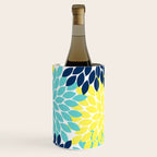 Navy Yellow Aqua Flower Pattern, Floral Pattern, Flower Petals, Flower Burst Wine Chiller Gallery Image 3