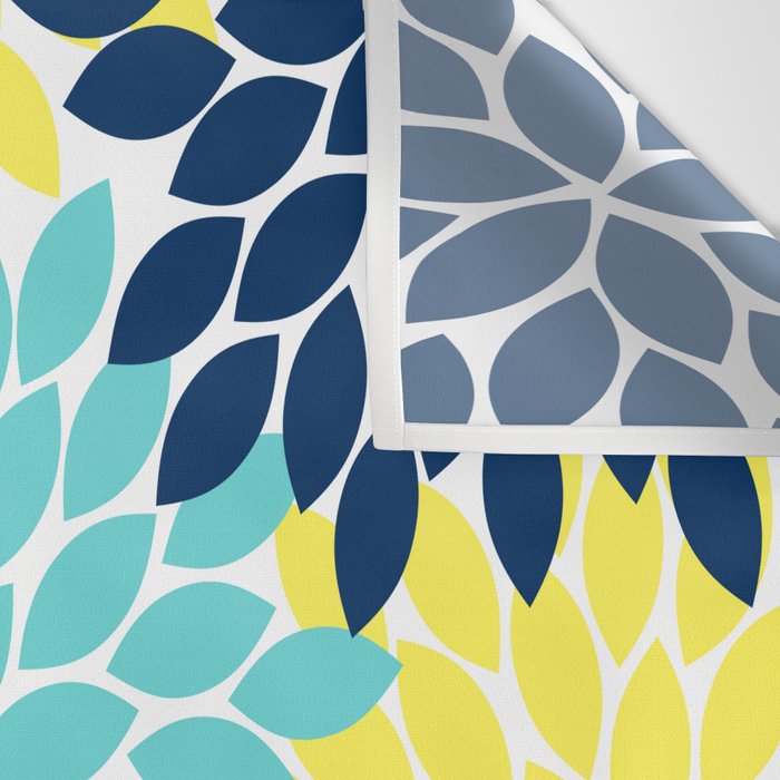 Navy Yellow Aqua Flower Pattern, Floral Pattern, Flower Petals, Flower Burst Wall Tapestry Gallery Image 3