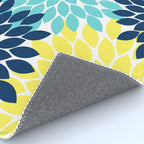 Navy Yellow Aqua Flower Pattern, Floral Pattern, Flower Petals, Flower Burst Rug Gallery Image 4