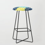 Navy Yellow Aqua Flower Pattern, Floral Pattern, Flower Petals, Flower Burst Stool Gallery Image 1