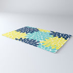 Navy Yellow Aqua Flower Pattern, Floral Pattern, Flower Petals, Flower Burst Rug Gallery Image 3