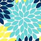Navy Yellow Aqua Flower Pattern, Floral Pattern, Flower Petals, Flower Burst Coffee Mug Gallery Image 2