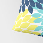 Navy Yellow Aqua Flower Pattern, Floral Pattern, Flower Petals, Flower Burst Pillow Sham Gallery Image 4