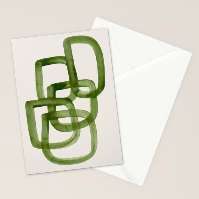 EnShape by Ejaaz Haniff 'Algae Bloom' Green Mid Century Modern Minimal Minimalist Watercolor Abstract Funky Fun Style Stationery Card Gallery Image 2