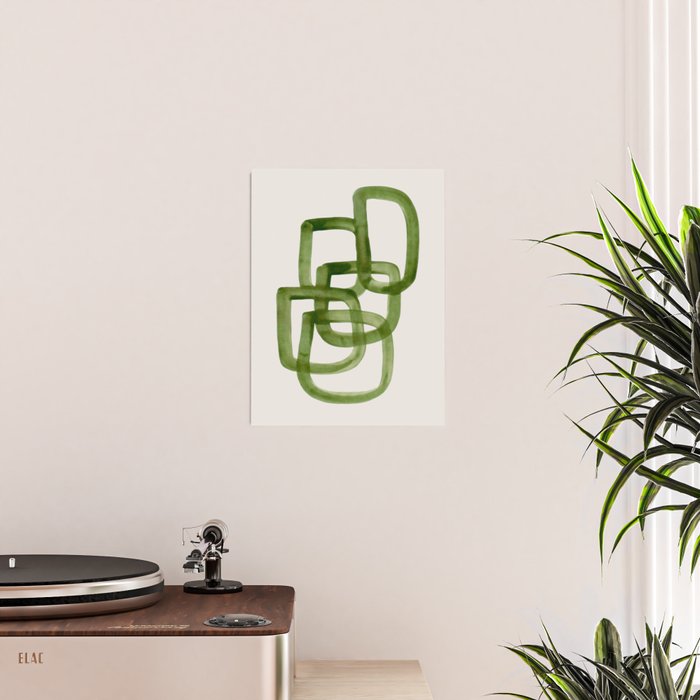 EnShape by Ejaaz Haniff 'Algae Bloom' Green Mid Century Modern Minimal Minimalist Watercolor Abstract Funky Fun Style Poster Gallery Image 2