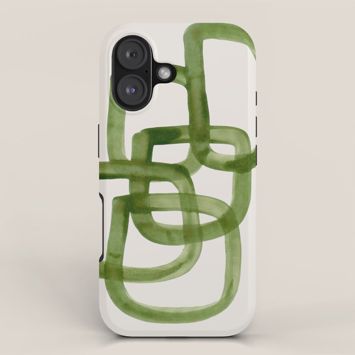 EnShape by Ejaaz Haniff 'Algae Bloom' Green Mid Century Modern Minimal Minimalist Watercolor Abstract Funky Fun Style iPhone Case Gallery Image 1